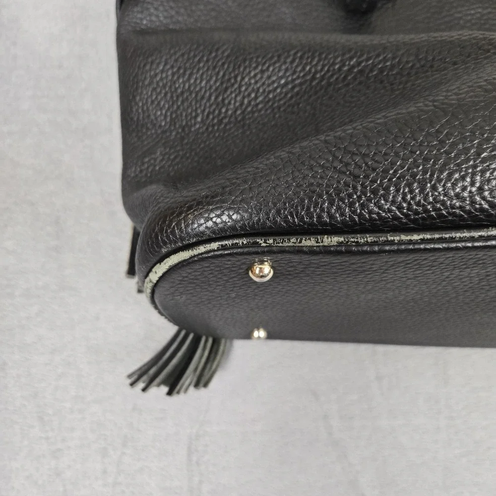 Dooney & Bourke Black Pebble Grain‎ Leather Davis Tassel Tote Bag Shopper
